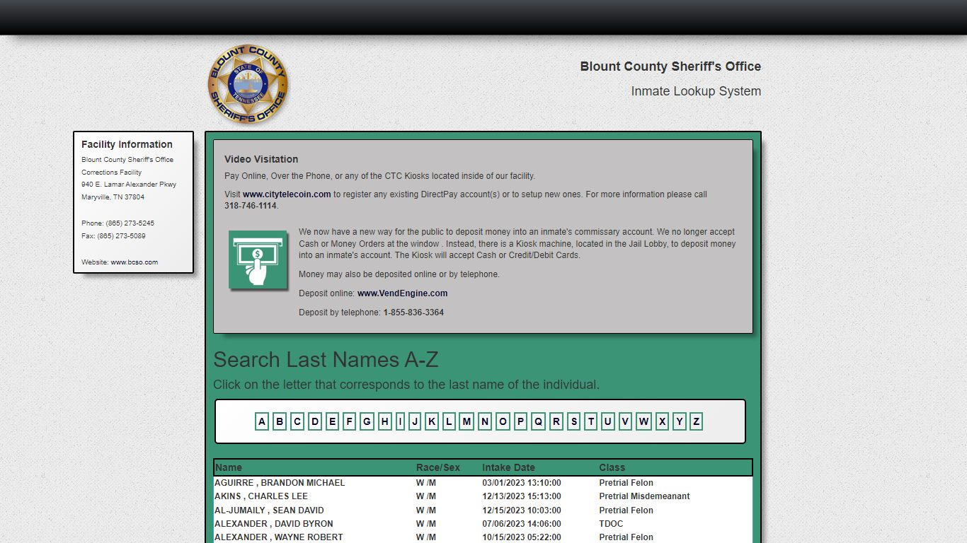 Search A-Z - Currently Booked