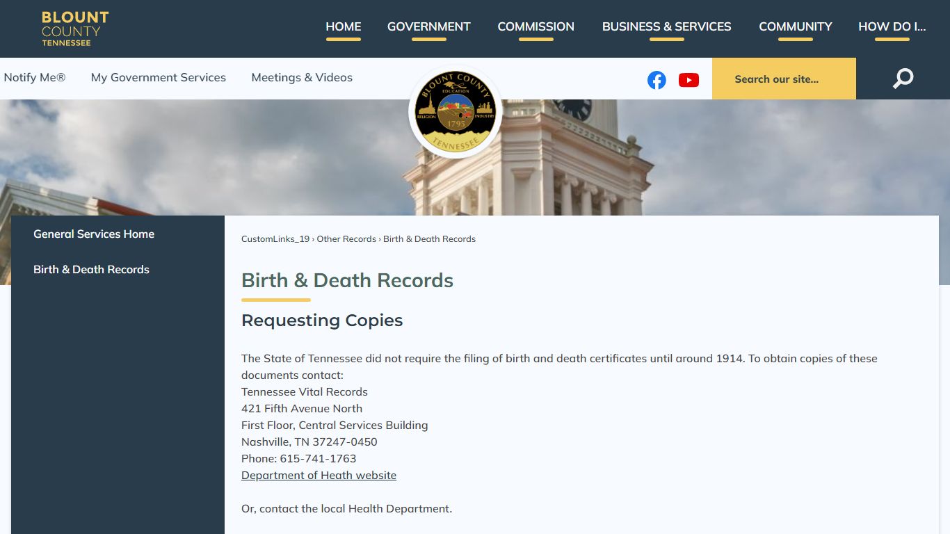 Birth & Death Records | Blount County, TN